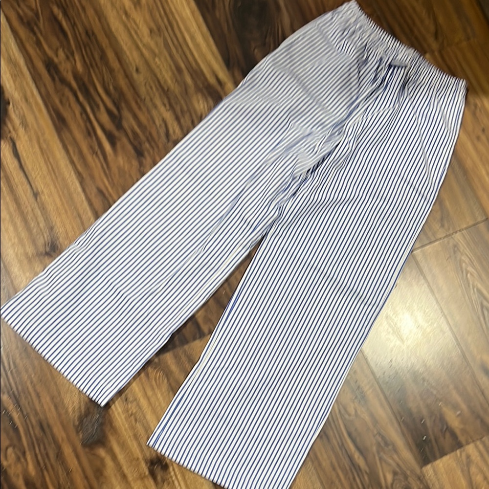 NWT Striped Blue and White Wide-Leg Pants